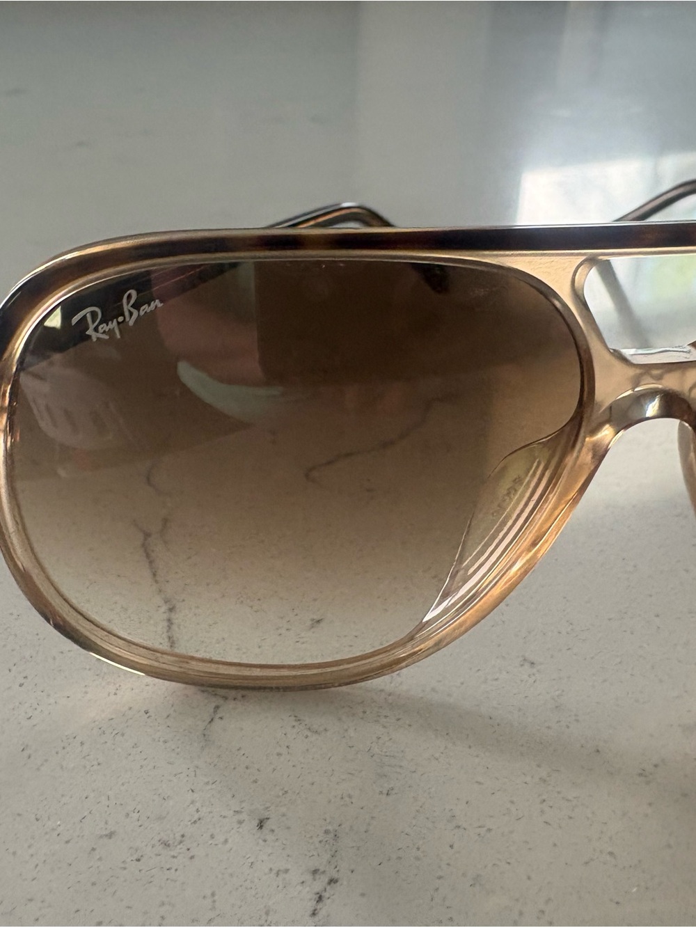 Ray Ban Aviator-Style Women's Sunglasses in Blonde/ Light Brown Gradient - Picture 6 of 6